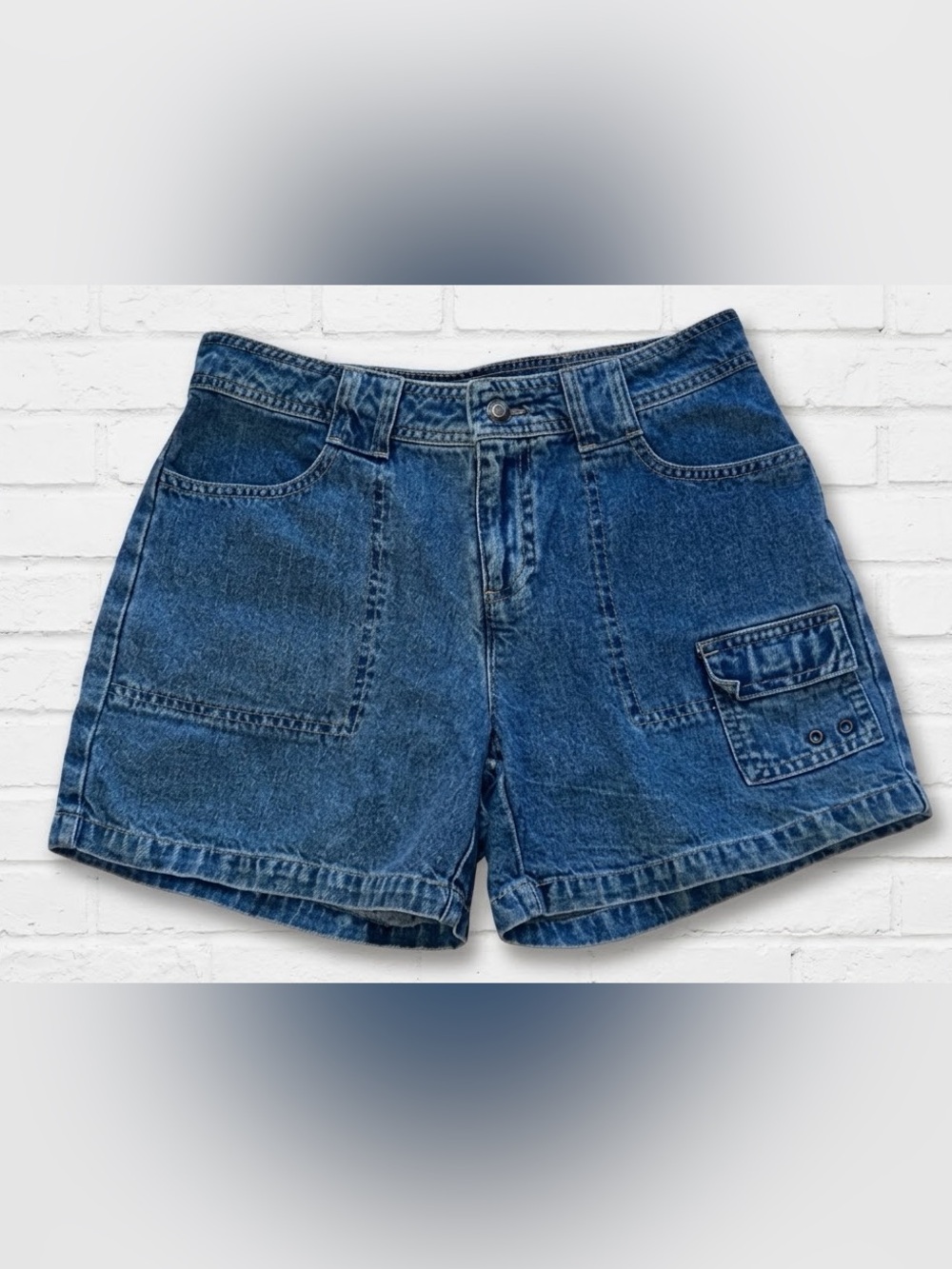 Caslon Nordstrom Womens Vintage Y2K Denim Cargo Shorts Blue High Rise Petite 4P
